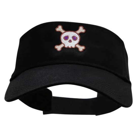 Skull Halloween Embroidered Sun Visor Hat, Beach Sun Hat, Tennis Cap, Golf Cap, Outdoor Sport Sun Hat, UV-Protection Sun Cap