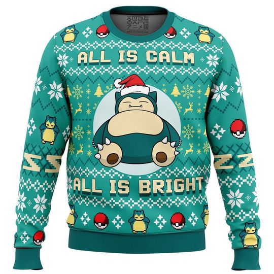 All is Calm All Bright Sn Lax PKM Ugly Christmas Sweater, Pikachuu Pokemonn Christmas Sweater