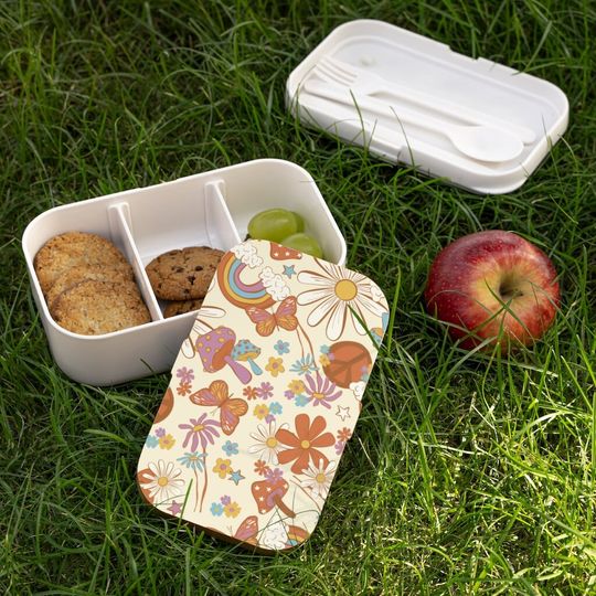 Retro Flower Bento Lunch Box, Rainbow, Adult Lunch Boxes