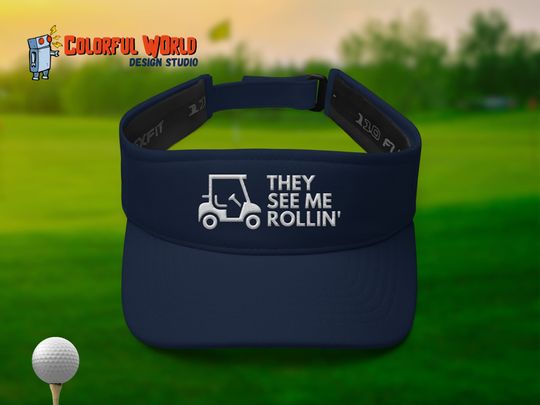They See Me Rollin Golfcart Hat Visor | Funny Golf Embroidered Sun Visor Hat, Beach Sun Hat, Tennis Cap, Outdoor Sport Sun Hat