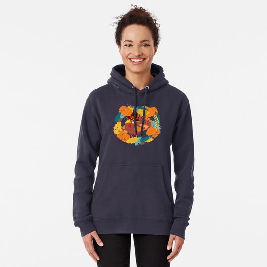 Thanksgiving Wreath With Turkey Pullover Hoodie