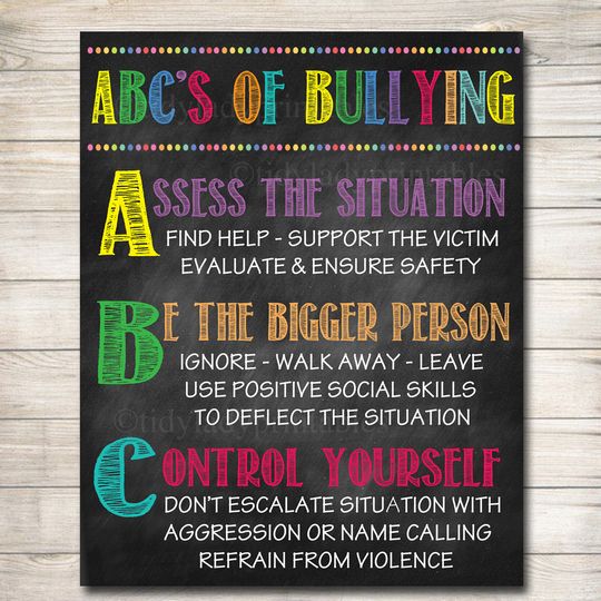 Anti Bully Poster, Classroom Decor, Counselor Office Decor Poster