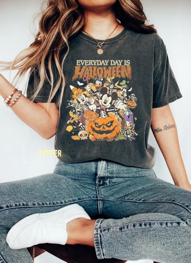 Vintage Halloween Mickey and Friends Skeleton Shirt, Disney Every Day Is Halloween Shirt
