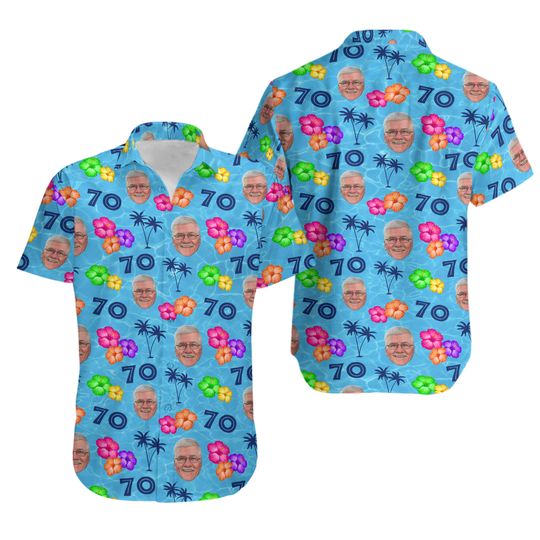 70th Birthday Poppy Personalized Shirts, 70th Birthday Gift For Women, 70th Birthday Gift For Men, Vintage Hawaii Shirt