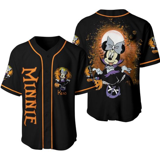 Minnie Mouse Halloween Custom Baseball Jersey Shirt, Disney Jersey