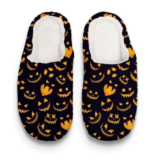 Halloween Pumpkin JackOLantern Slippers, Spooky Slipper