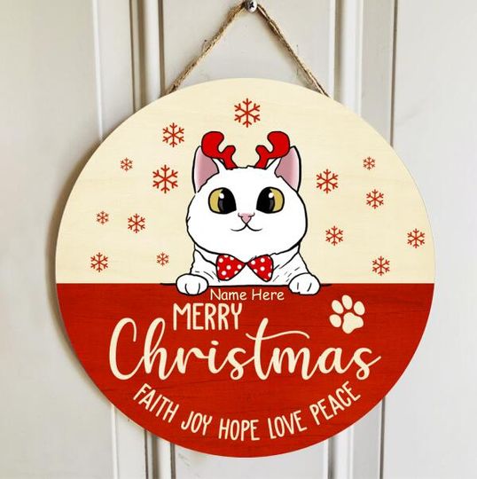 Personalized Merry Christmas Faith Joy Hope Love Peace Door Sign
