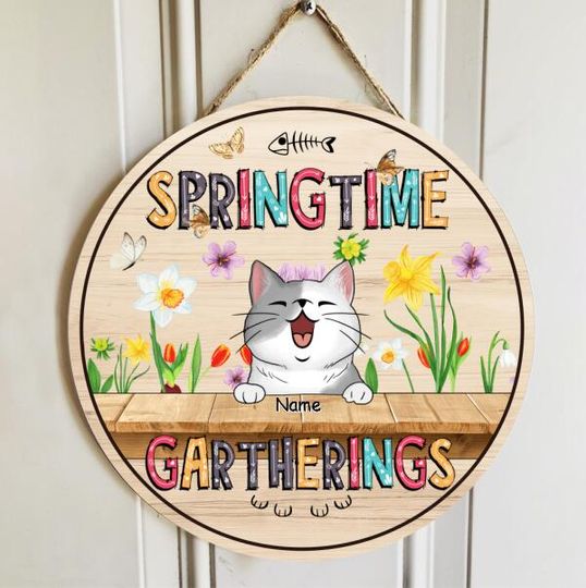 Personalized Spring Time Gatherings Door Sign
