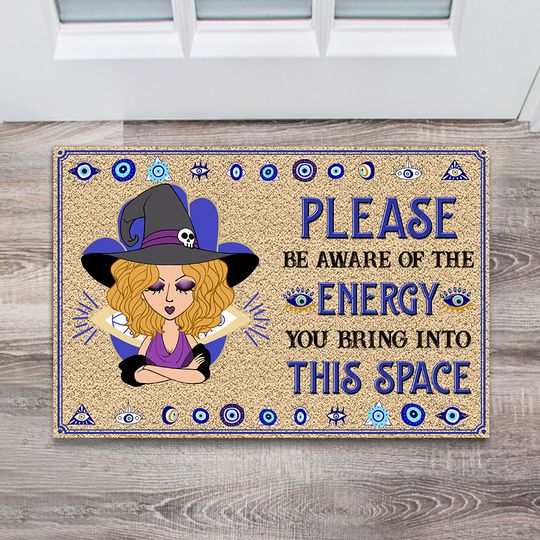 Please Be Aware - Personalized Witch Doormat