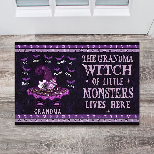 The Grandma Witch of Little Monsters Lives Here - Personalized Grandma Doormat