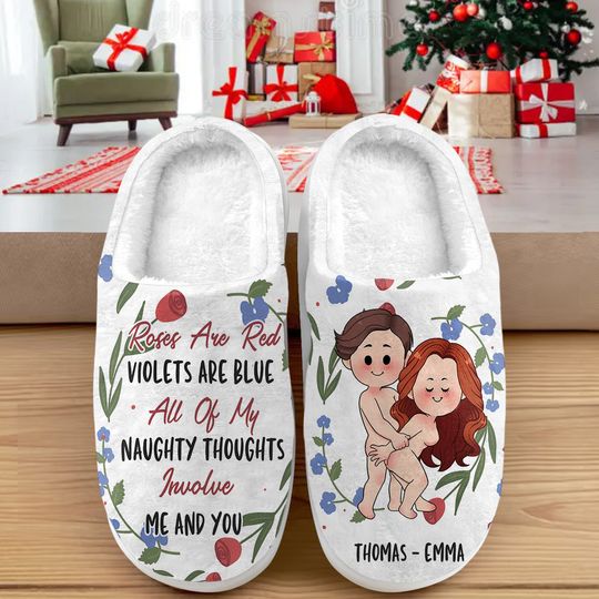 Roses Are Red - Personalized Couple Slippers