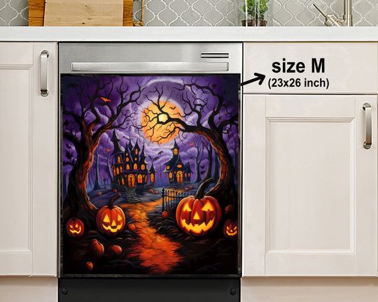 Moonlit Nights Halloween Dishwasher Cover Sticker Kitchen Decor