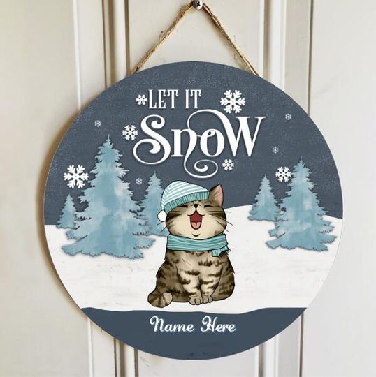 Personalized Let It Snow Cat Lovers Door Sign