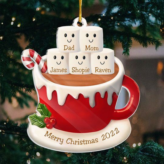 Hot Cocoa And Marshmallows - Personalized Custom Acrylic Shaped Christmas Ornament