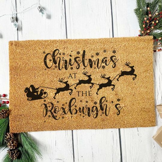Personalised Family Christmas at Santa's Sleigh Welcome Doormat