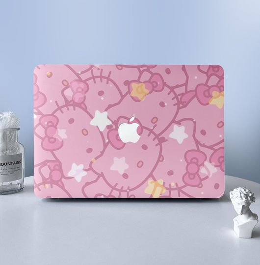 Pink Kitty Cartoon MacBook Case Laptop Skins