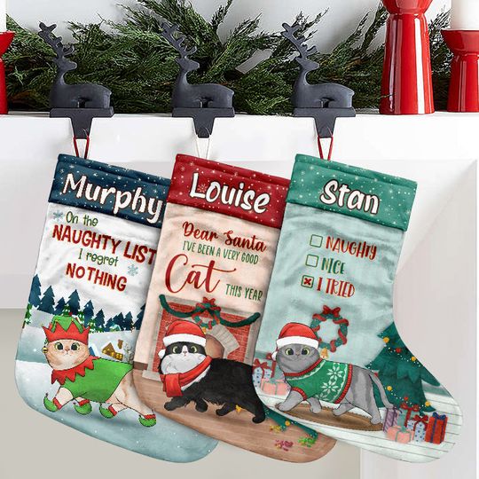 A Very Meowy Christmas - Walking Cat Christmas Costumes - Personalized Christmas Stocking