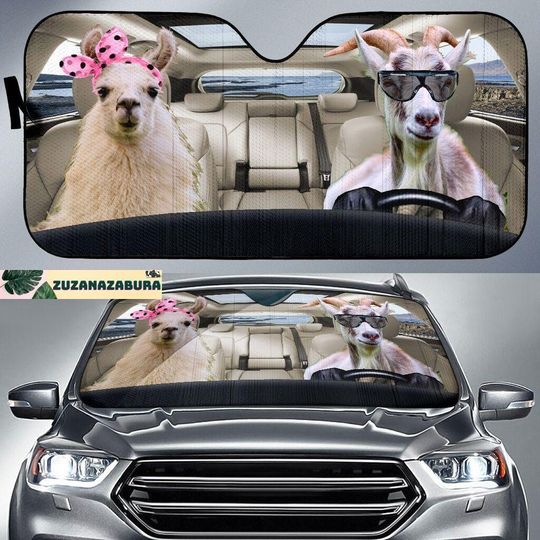 Llama Car Sunshade, Funny Llama Car Sunshade, Animal Car Sunshade