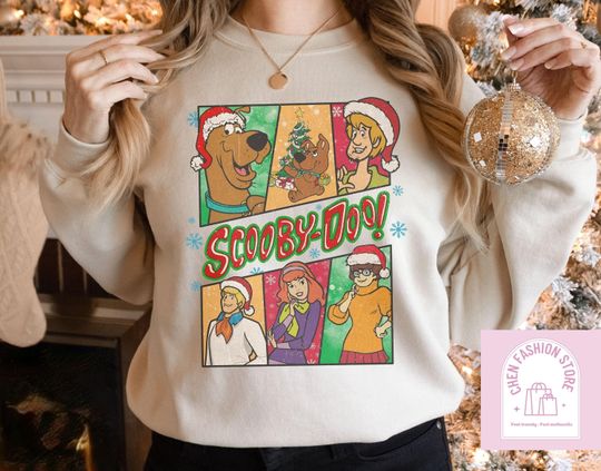 Retro Scooby Doo Christmas Sweatshirt, ScoobyDoo Characters Shirt