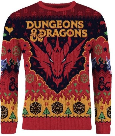 Dungeons & Dragons Seven Dice A-Rolling Ugly Christmas Sweater