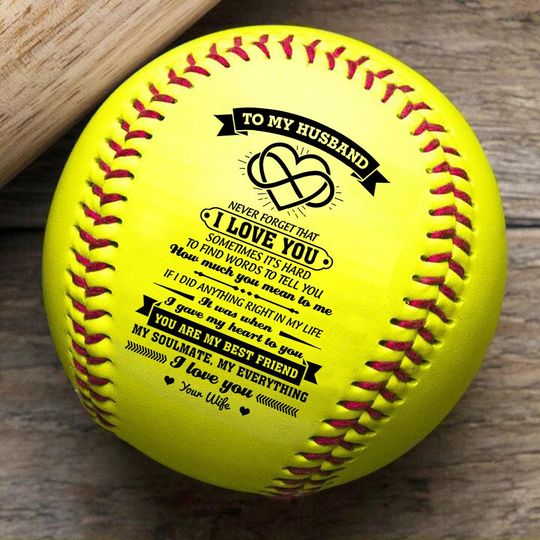 To My Husband Never Forget From Wife Engraved Softball Ball Gift