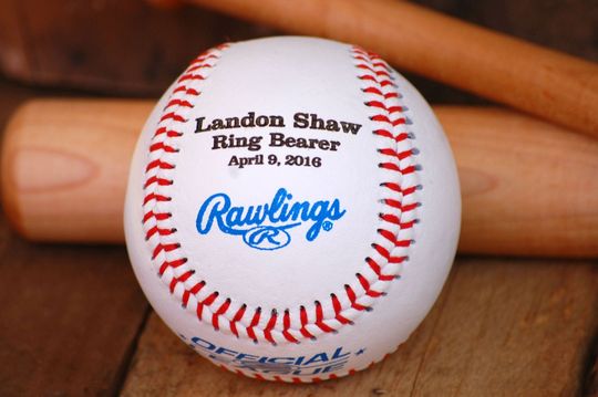 Ring Bearer Gift, Personalized Baseball, Engraved Groomsmen Gift