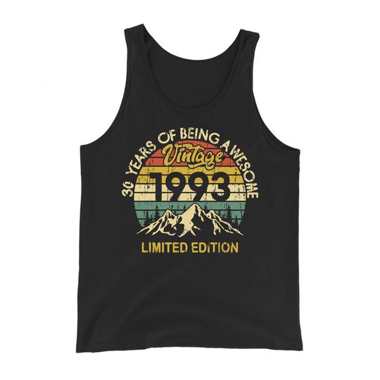 Vintage 1993 Vest, 30th Birthday Gift, 30 Years Of Being Awesome, Birthday Gift for him, Unisex Adults Tank Top