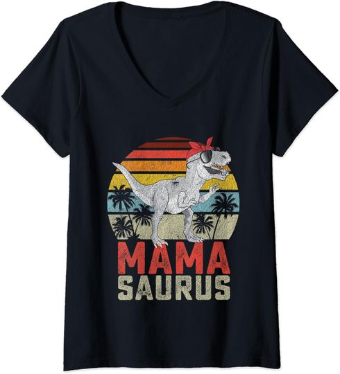 Womens Mamasaurus T Rex Dinosaur Mama Saurus Family Matching Women T-shirt