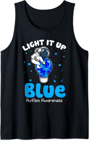 Light It Up Blue Puzzle Piece Autism Awareness Gifts Tank Top
