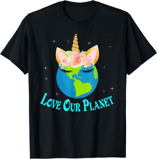 Boys Girl Earth Day Awareness Toddler Kids Unicorn Face T-Shirt