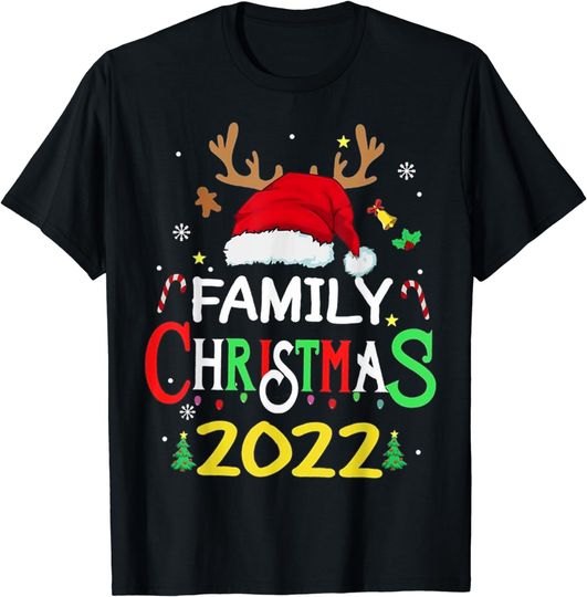 Family Christmas 2022 Matching Pajamas Squad Santa Reindeer T-Shirt