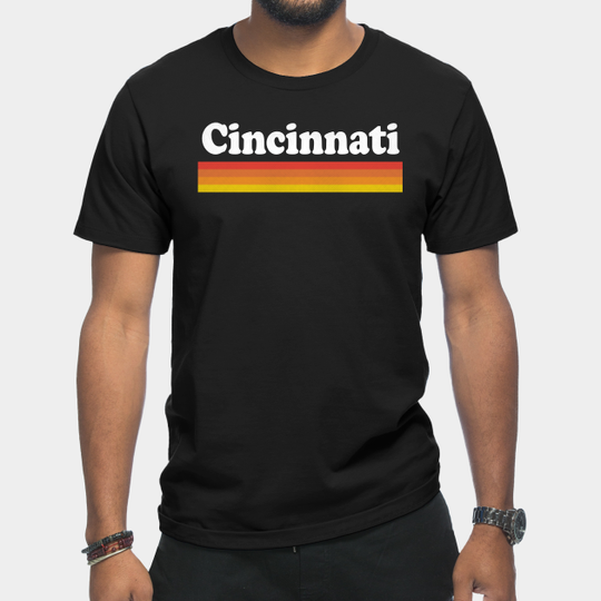 Cincinnati, Ohio - OH Retro Sunset and Text - Cincinnati - T-Shirt