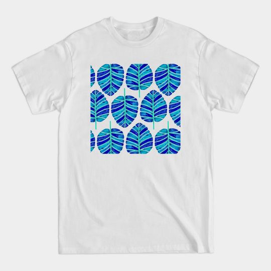 Blue Alocasia pattern - Floral Pattern - T-Shirt