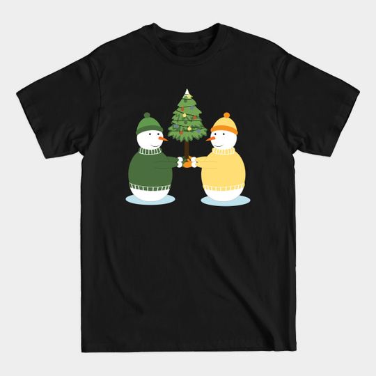 Cute snowmen and Christmas tree - Xmas - T-Shirt