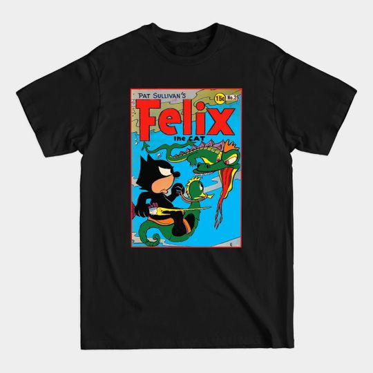 Felix the Cat Fights a Sea Dragon 1940s Original Comic Book Cover - Felix The Cat Vintage - T-Shirt