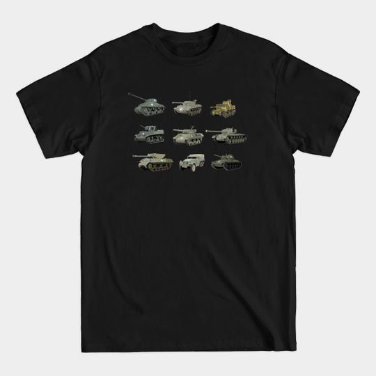 Multiple American WW2 Tanks and Armored Vehicles - Tanks - T-Shirt