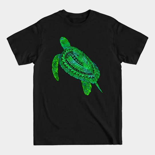 Tribal Green Sea Turtle - Tribal Turtle - T-Shirt
