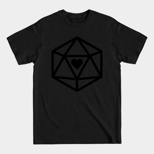 Black Heart D20 - Dungeons And Dragons - T-Shirt
