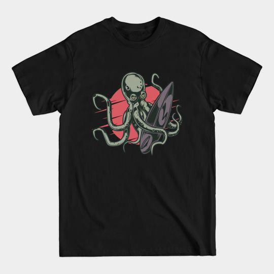Octopus Surfer: Colorful and Fun Surfboarding Design - Octopus - T-Shirt