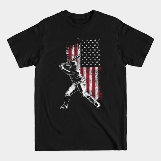 American Flag Baseball Batter Design - Baseball - T-Shirt