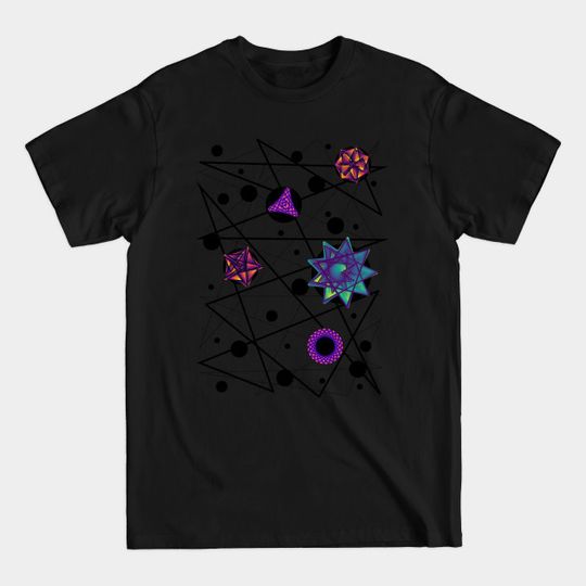 Space Time Continuum | Geometric Blue Red Purple Maurer Roses White - Science Fiction - T-Shirt