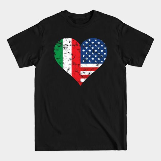 Italy USA Heart Flag for Italian Americans - Italian American - T-Shirt