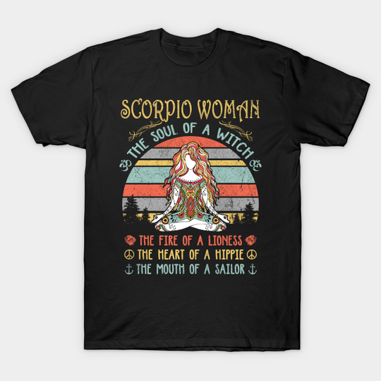 Scorpio Woman The Soul Of A Witch Vintage Yoga Birthday Gift - Scorpio Woman The Soul Of A Witch - T-Shirt