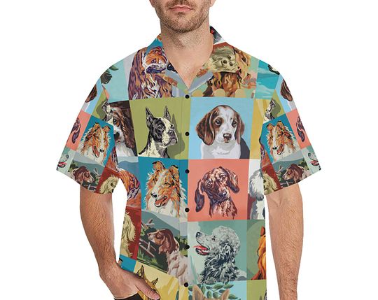 Vintage Paint By Number Dogs Mens Shirt