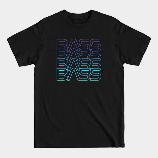 Bass Blueberry Color Repeated Text - Bass Guitar - T-Shirt