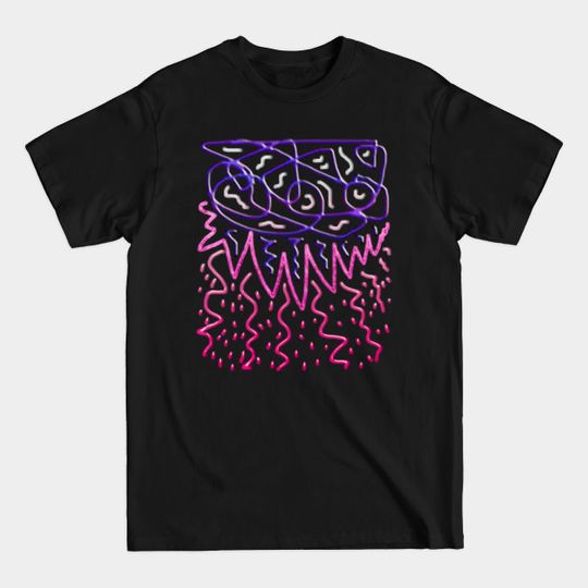 Surreal Rain - abstract ornament in violet purple, pink and white gradient metallic glossy 3D texture - Abstract Designs - T-Shirt