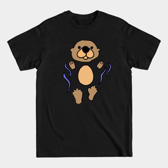 Cute Floating Sea Otter Cartoon - Sea Otter - T-Shirt