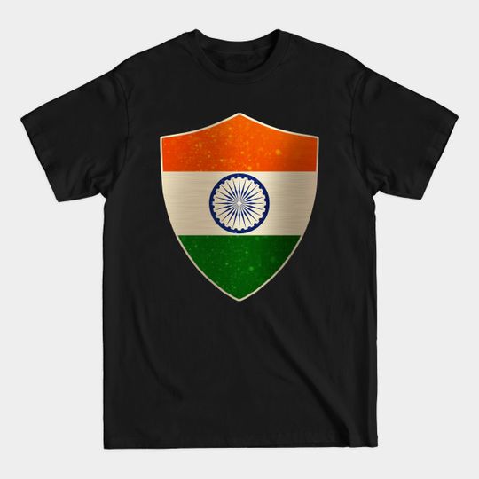 India Flag and Starry Nights Shield - India - T-Shirt