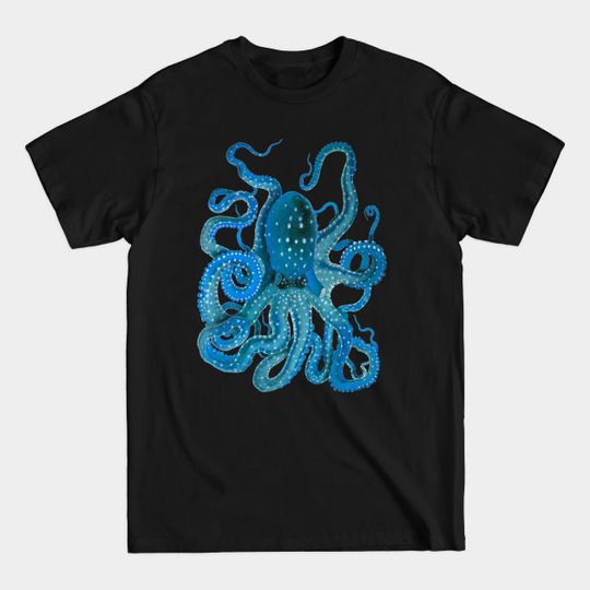 Blue Octopus - Octopus Illustration - T-Shirt