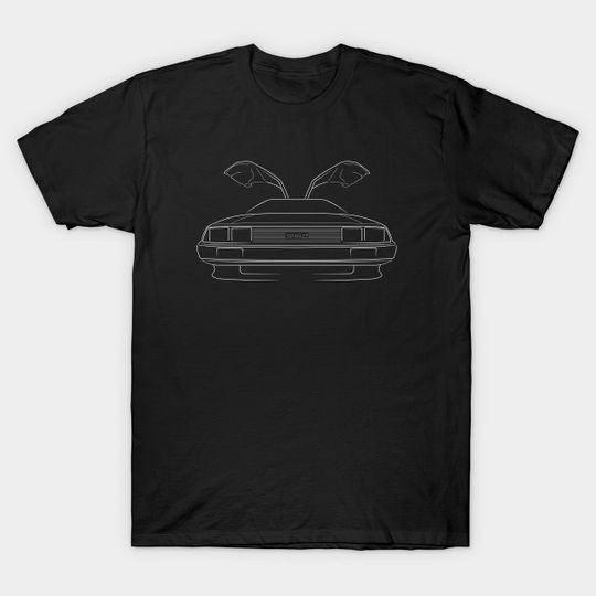front/profile - DeLorean DMC-12 - stencil, white - Delorean - T-Shirt